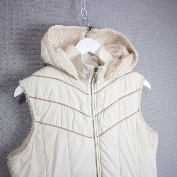 Billabong Y2K Vintage Puffer Sherpa Zip up Hoodie Vest - Picture 5 of 11